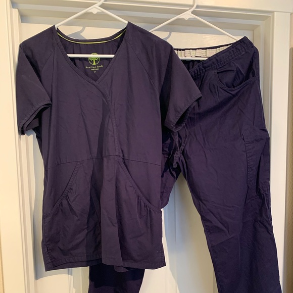 Navy Healing Hands Scrubs Set
